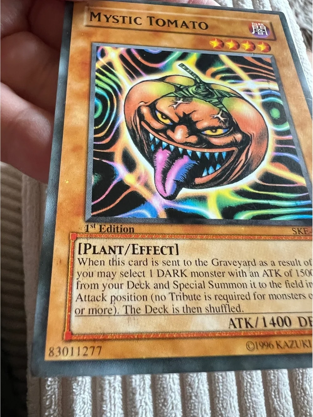 Yu-Gi-Oh! Card Holo 1st edition super rare Mystic Tomato